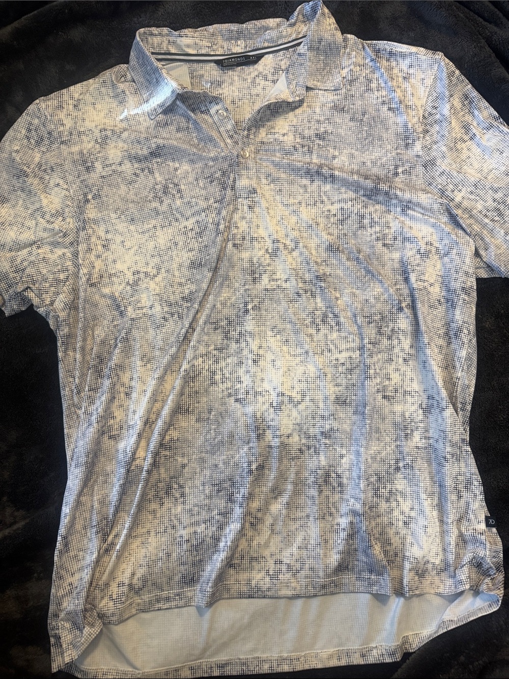 Light Blue and White Pixel-Print Polo